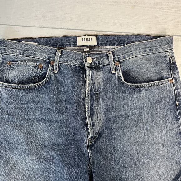 AGOLDE Los Angeles Denim Jeans Pants size 30 Distressed Frayed Baggy Wide Leg - Picture 2 of 9